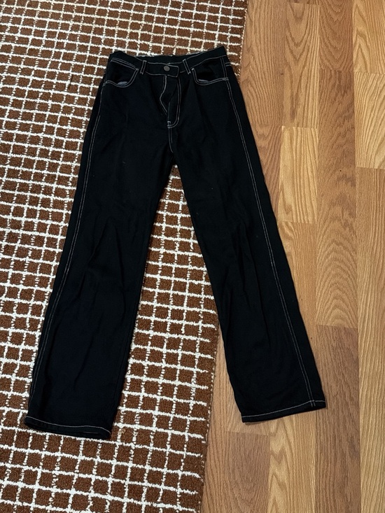 Reformation Denim - Reformation Cowboy Black High-Rise Jeans with White Contrast Stitching